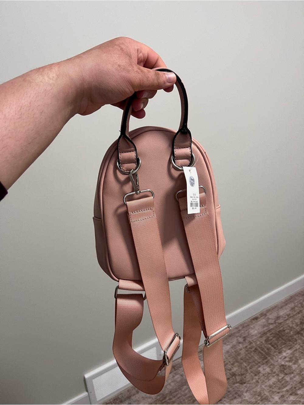 Compact Blush Pink Mini Backpack - Picture 3 of 8